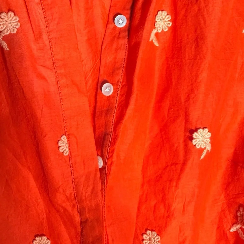 J.Crew Embroidered Floral Boho Top Orange Size S NWT